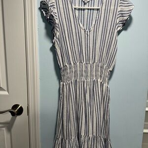 Rails Blue and White Striped Midi Dress